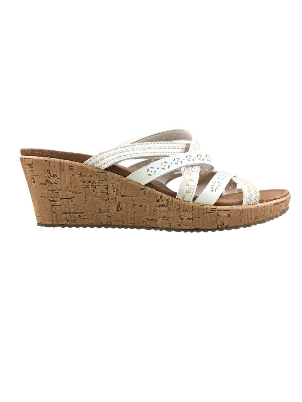 Skechers Women's Size 9** Beverlee Tiger Posse Luxe Foam White Wedges Sandals